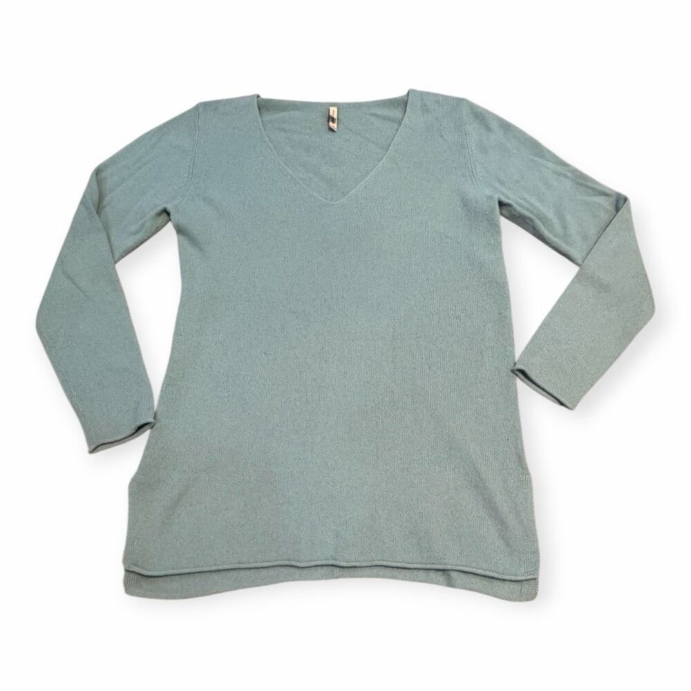 RED ENVELOPE Women’s Green Long Sleeve Cashmere V-Neck Sweater Size Medium